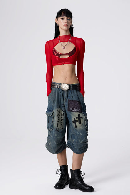 Cool Trim Cutout Long Sleeve Crop Top