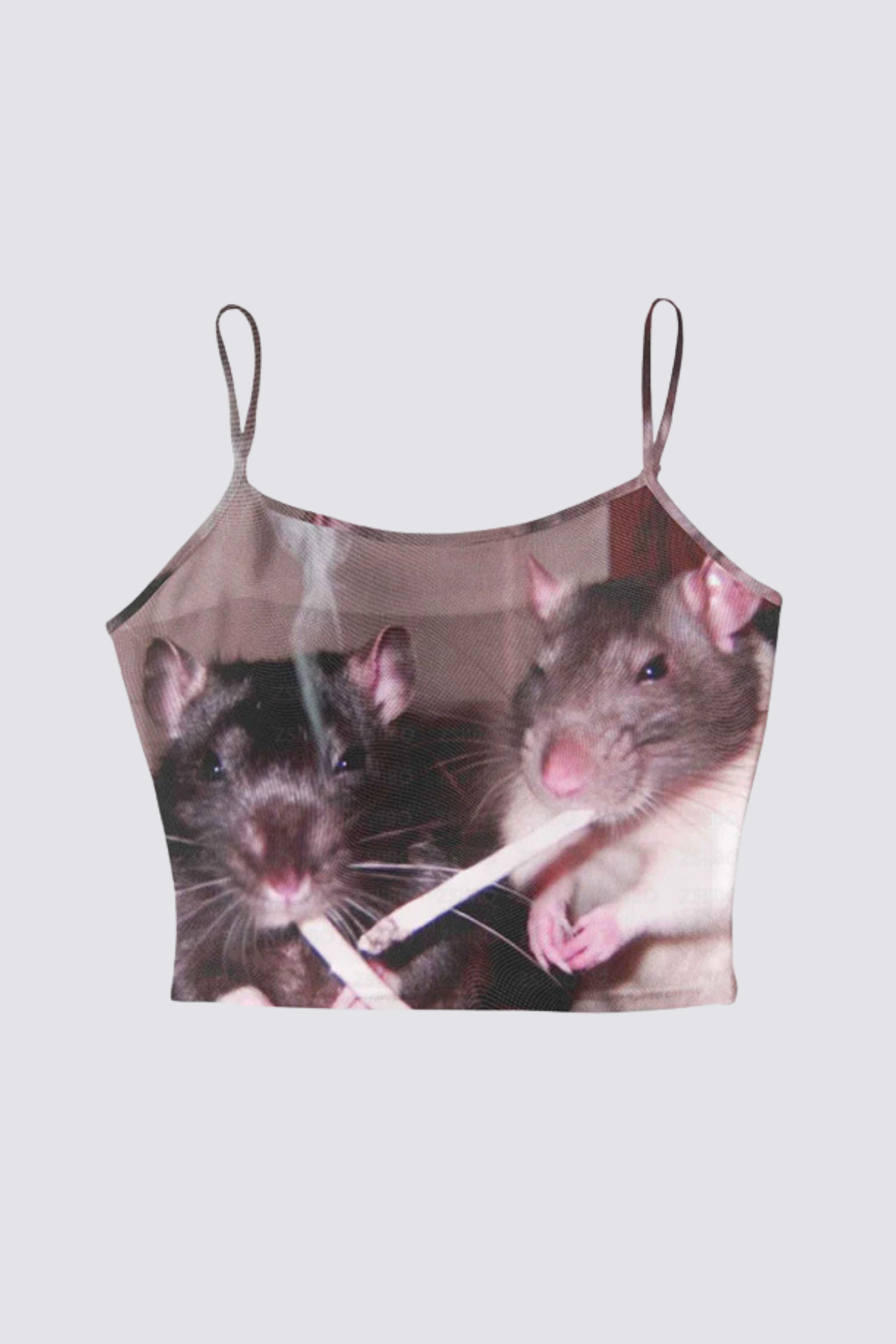 Core Offset Print Spaghetti Crop Top