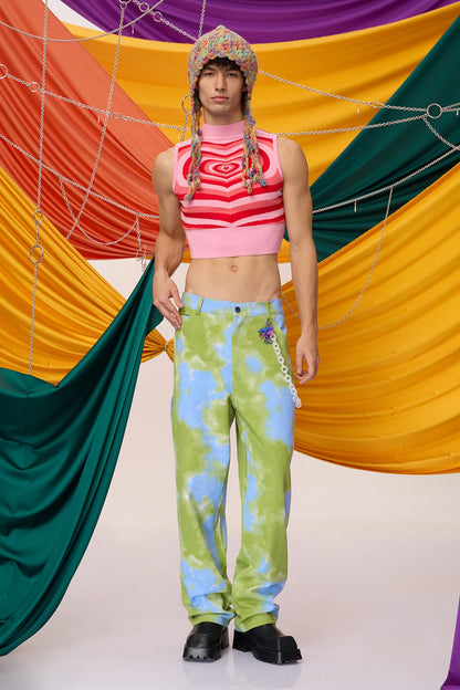 Cozy Pattern Knit Sleeveless Crop Top