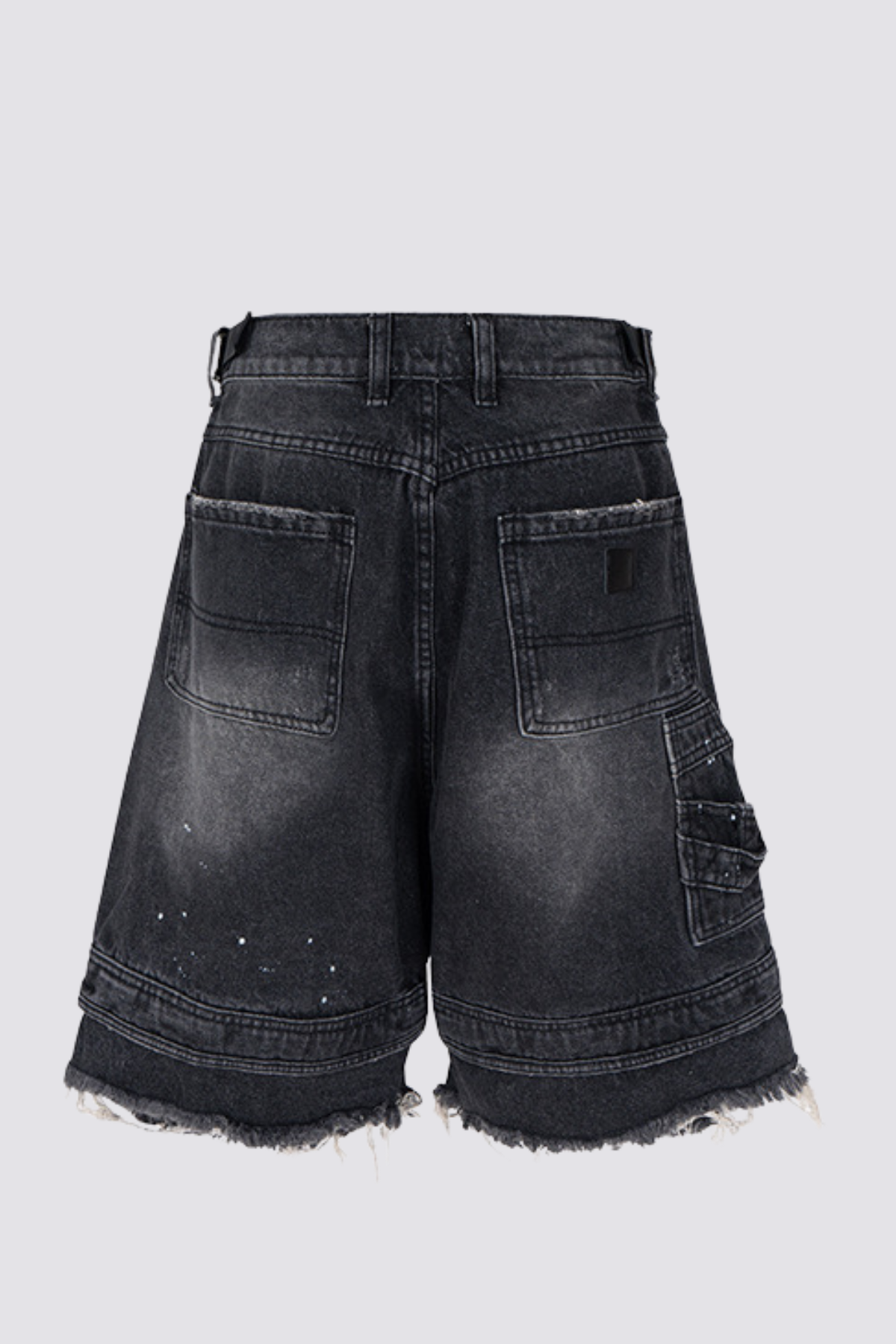 Crash Shell Deconstruct Fringe Capri Jeans In Black