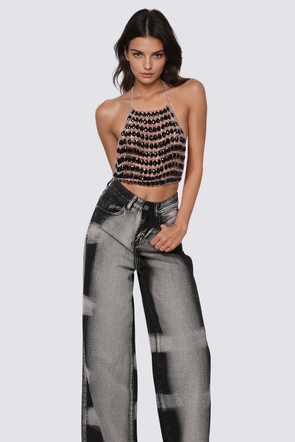 Crest Acrylic Chainmail Halter Neck Top