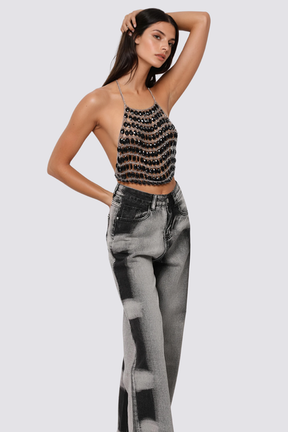 Crest Acrylic Chainmail Halter Neck Top