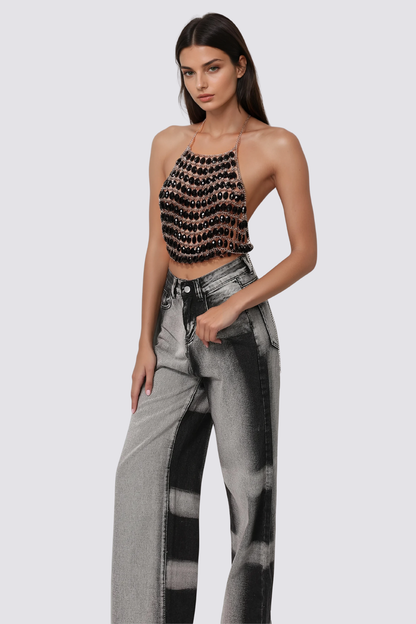 Crest Acrylic Chainmail Halter Neck Top