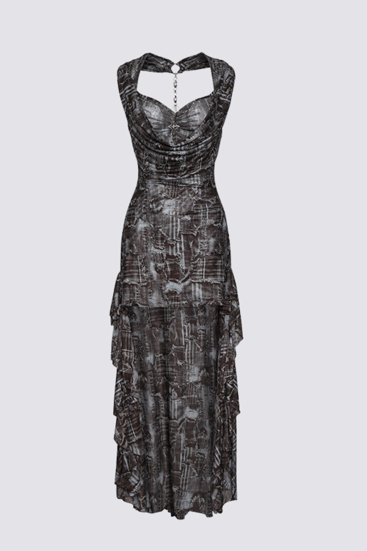Crisp Shadow Halter Neck Mini Dress