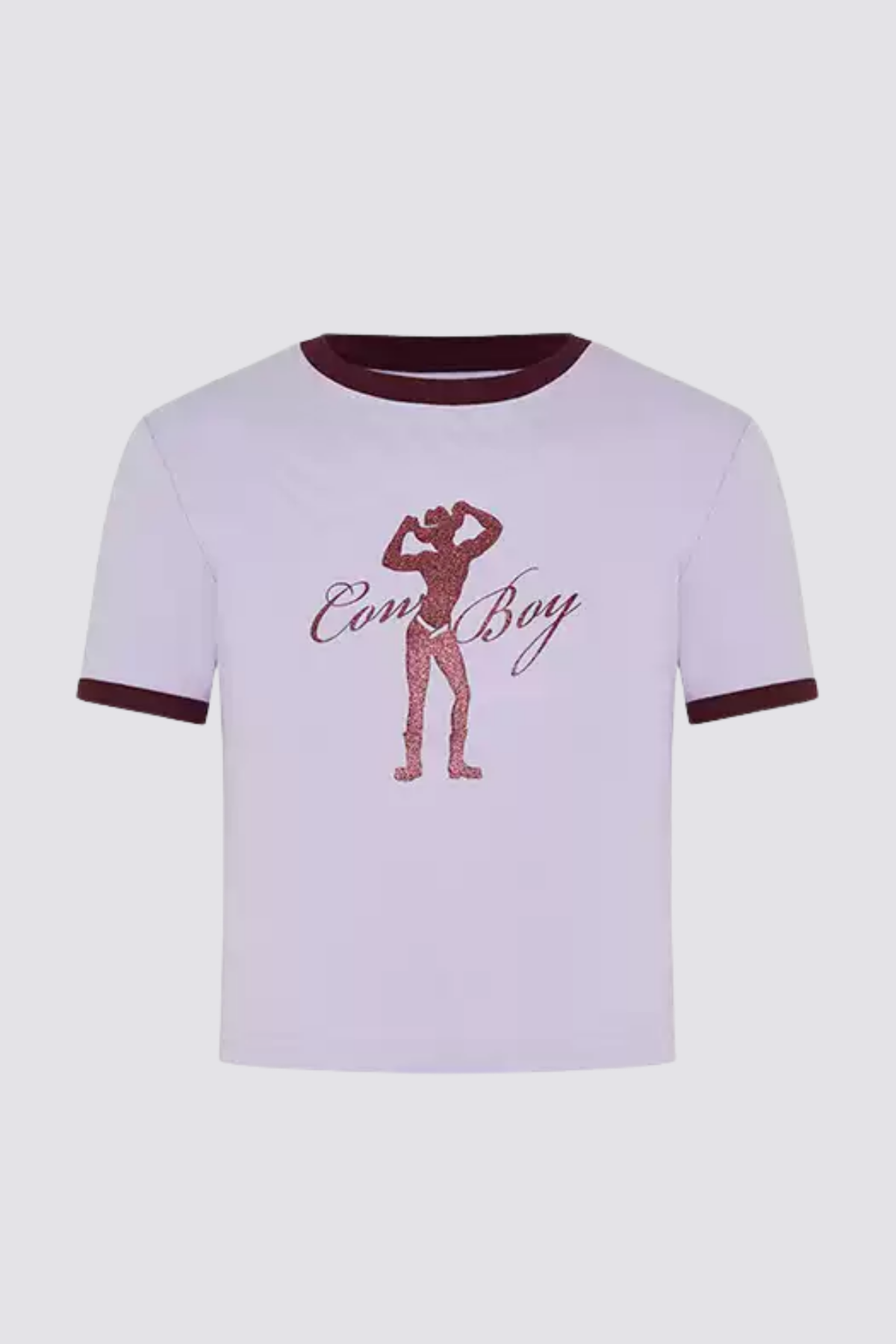 Cropped Outline Glitter Print Crop Top