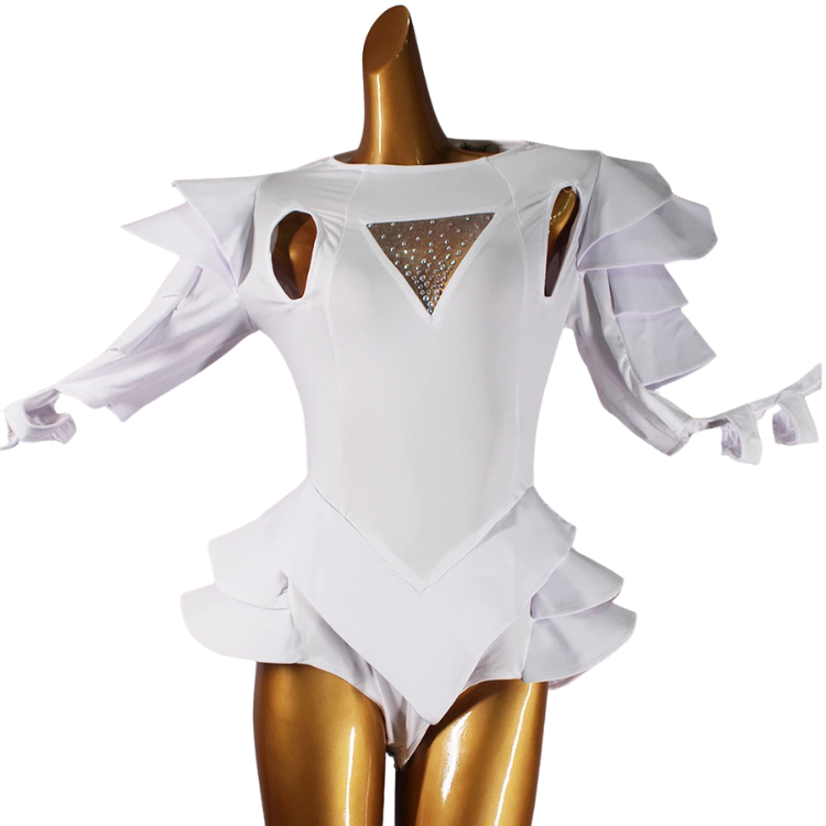 Crystal Couture White Party Bodysuit
