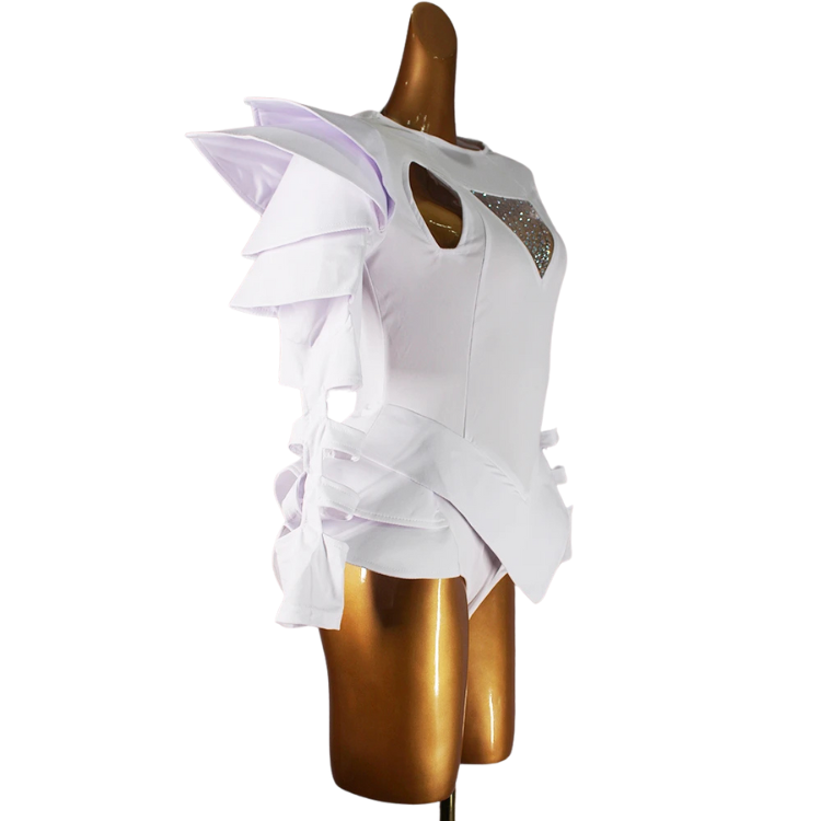 Crystal Couture White Party Bodysuit