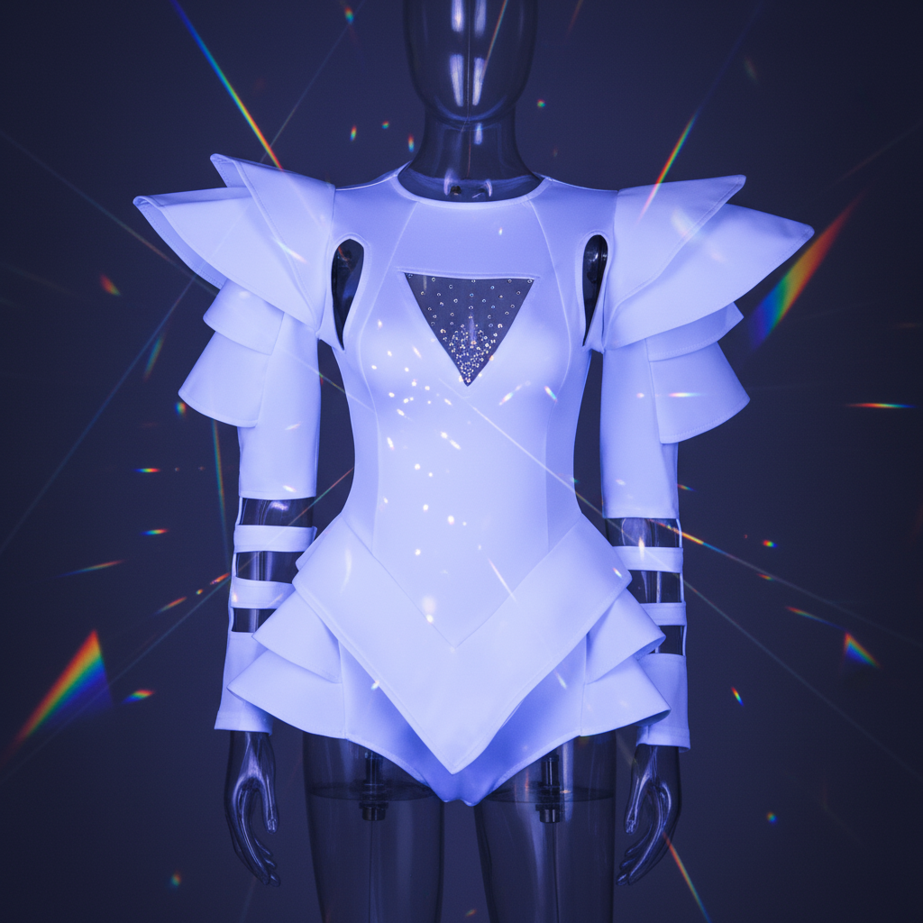 Crystal Couture White Party Bodysuit