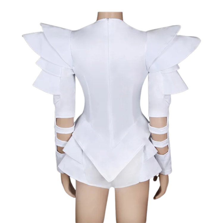 Crystal Couture White Party Bodysuit