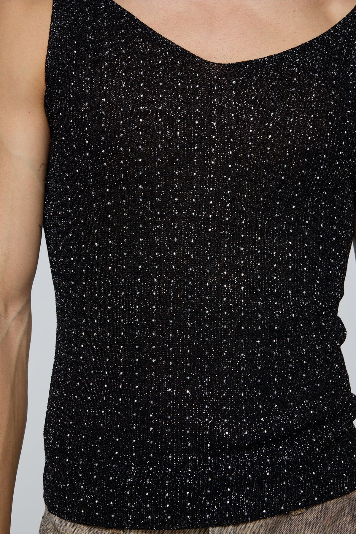 Crystal Impact Rhinestone Tank Top Black