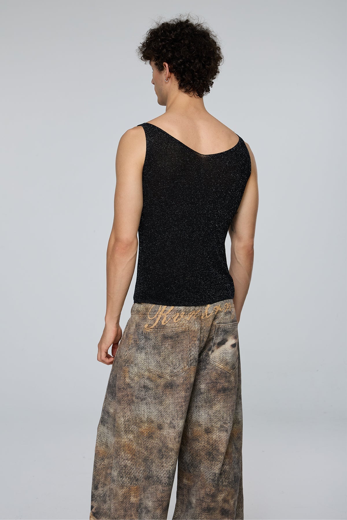 Crystal Impact Rhinestone Tank Top Black