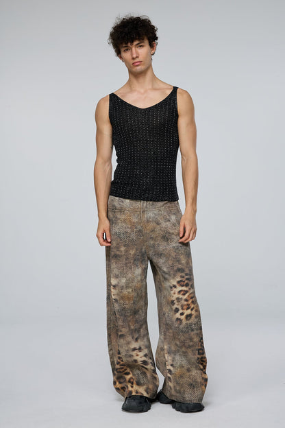 Crystal Impact Rhinestone Tank Top Black
