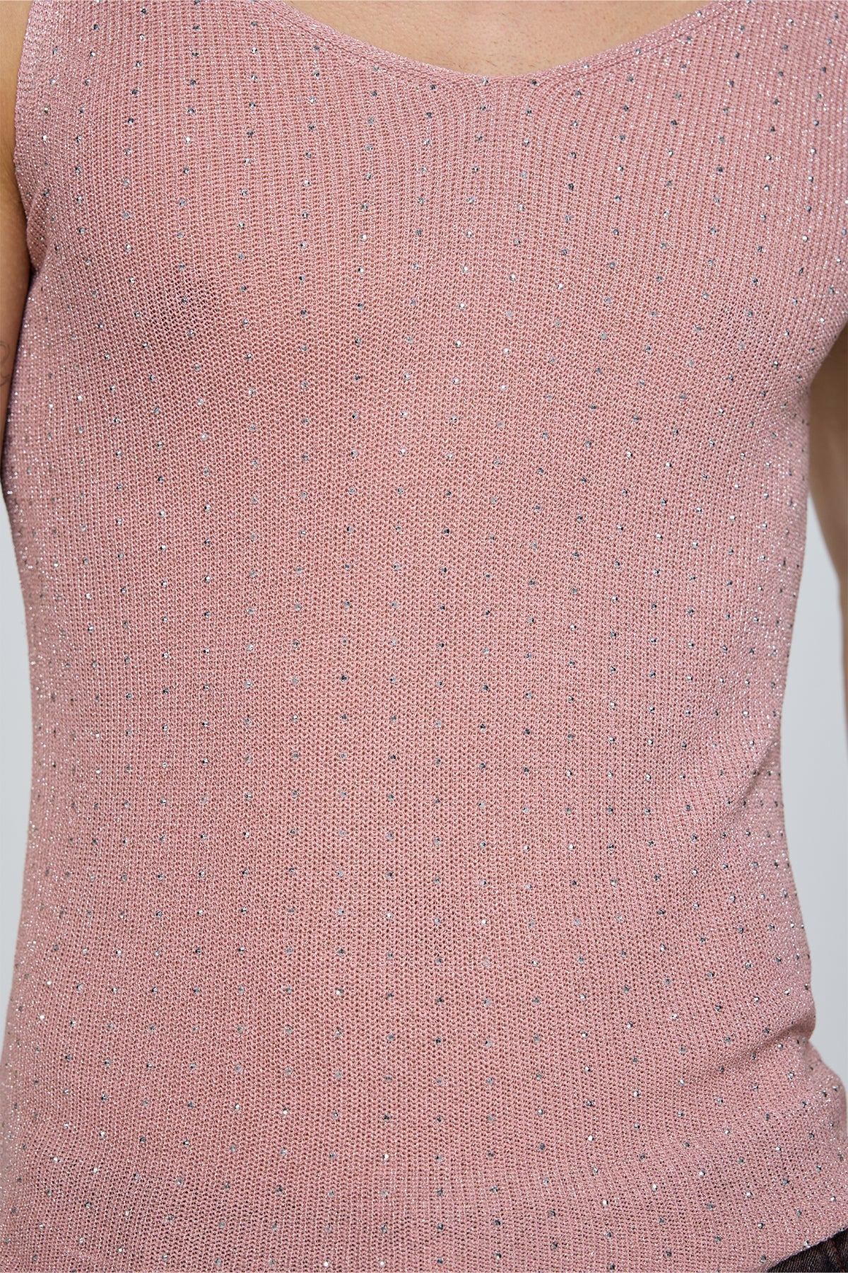 Crystal Impact Rhinestone Tank Top Pink