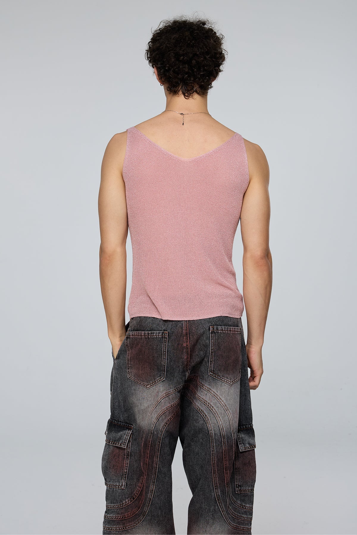 Crystal Impact Rhinestone Tank Top Pink