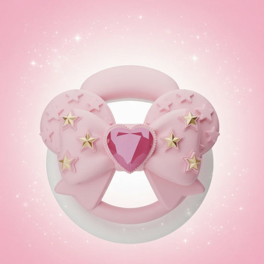 Cute Pink Bow Heart Gem Lockable Chastity Cage – Ultra Mini Lock Core, Discreet Kawaii Silicone Chastity Device