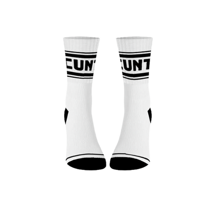 CUNT | Cotton Crew Socks | Mid-length (White)