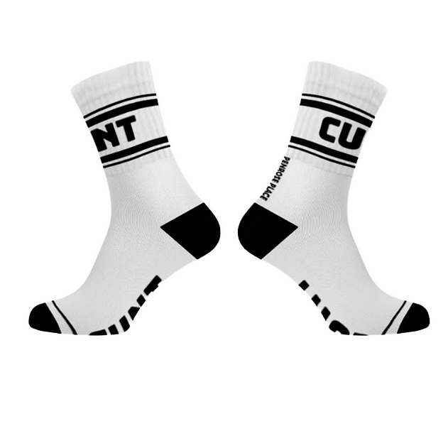 CUNT | Cotton Crew Socks | Mid-length (White)