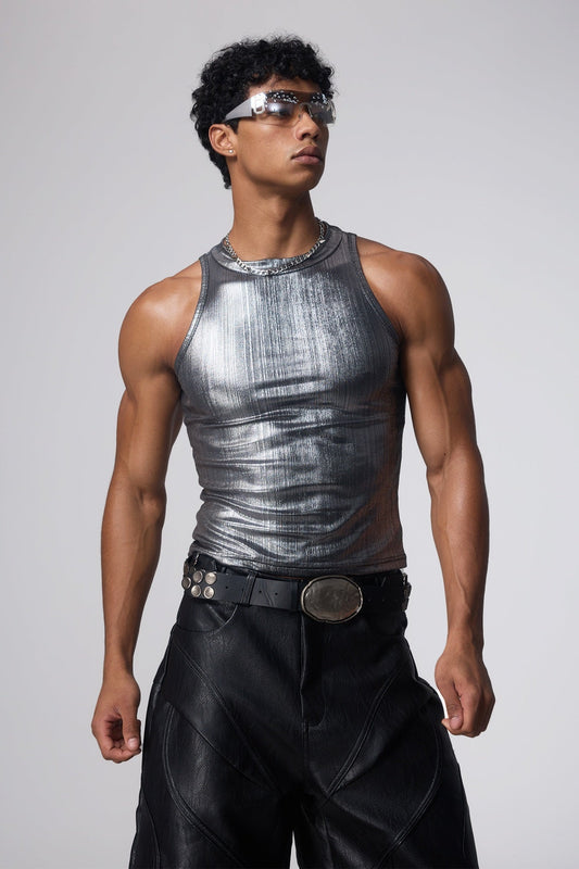 Cyber Pulse Metallic Tank Top