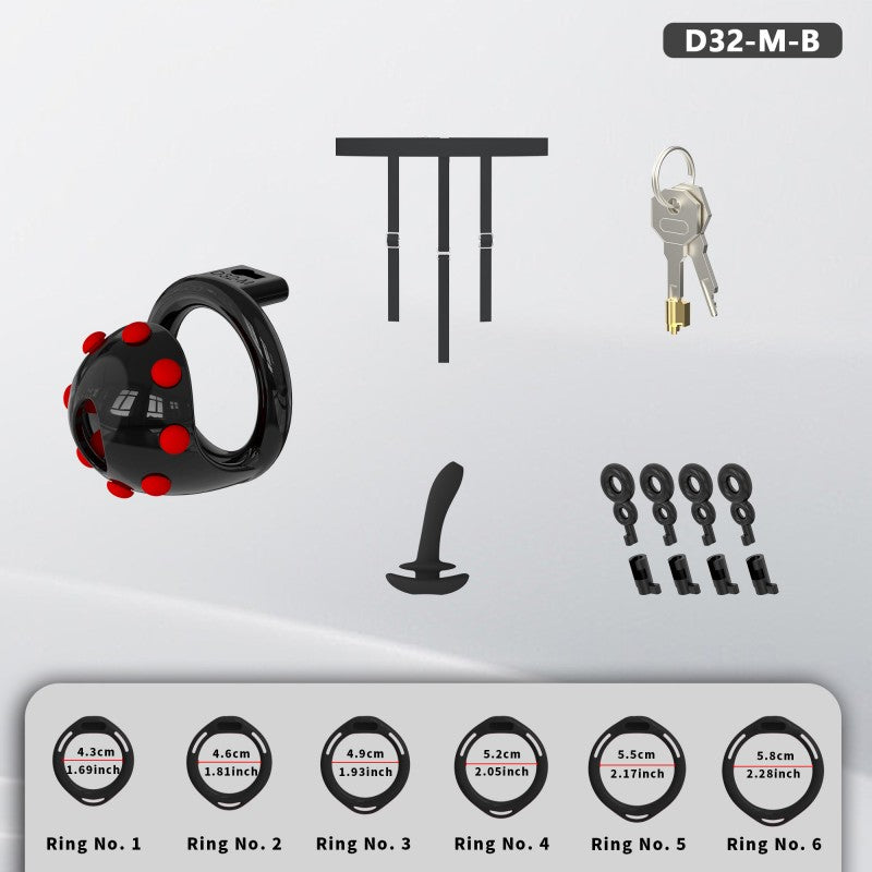 Adjustable Chastity Cage with Removable Silicone Studs | Remote Plug Compatible Locking Device