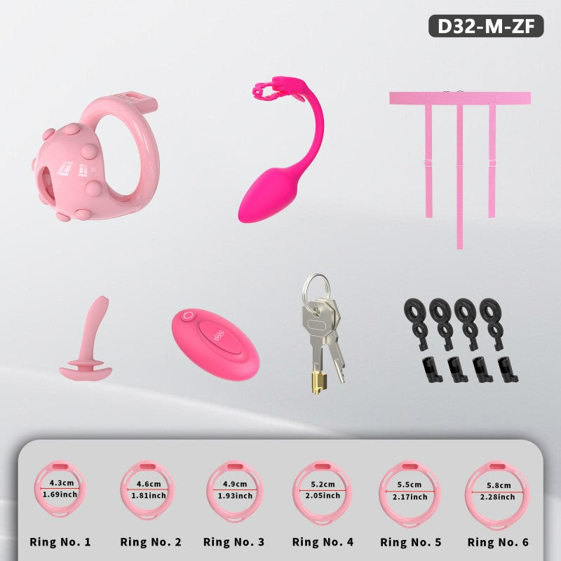 Adjustable Chastity Cage with Removable Silicone Studs | Remote Plug Compatible Locking Device