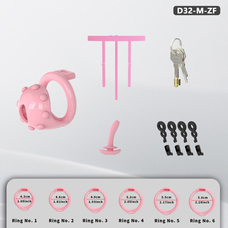 Adjustable Chastity Cage with Removable Silicone Studs | Remote Plug Compatible Locking Device