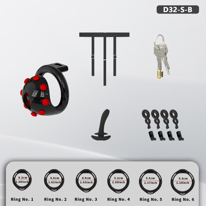 Adjustable Chastity Cage with Removable Silicone Studs | Remote Plug Compatible Locking Device