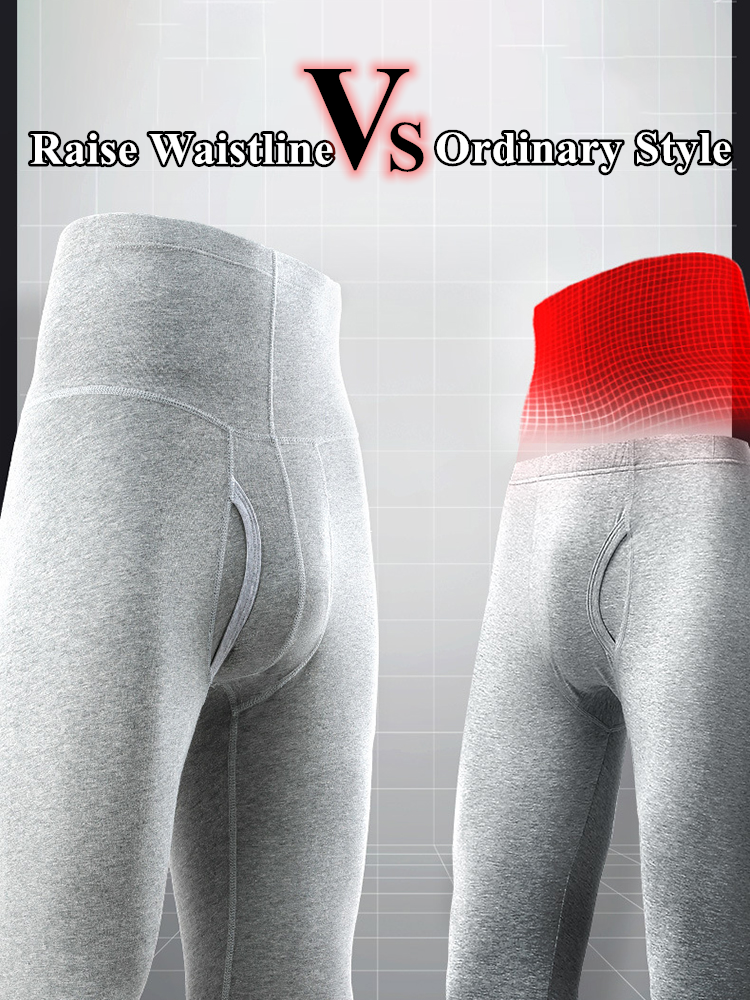 Men's High-rise Cotton Thermal Bottoms With Fly