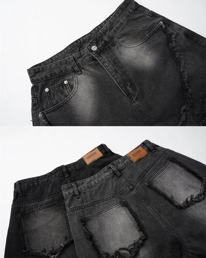 Spiral-Stitched Wide-Leg Jeans