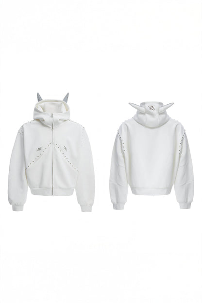 Doberman Dog Hooded Jacket with Rivet Accents