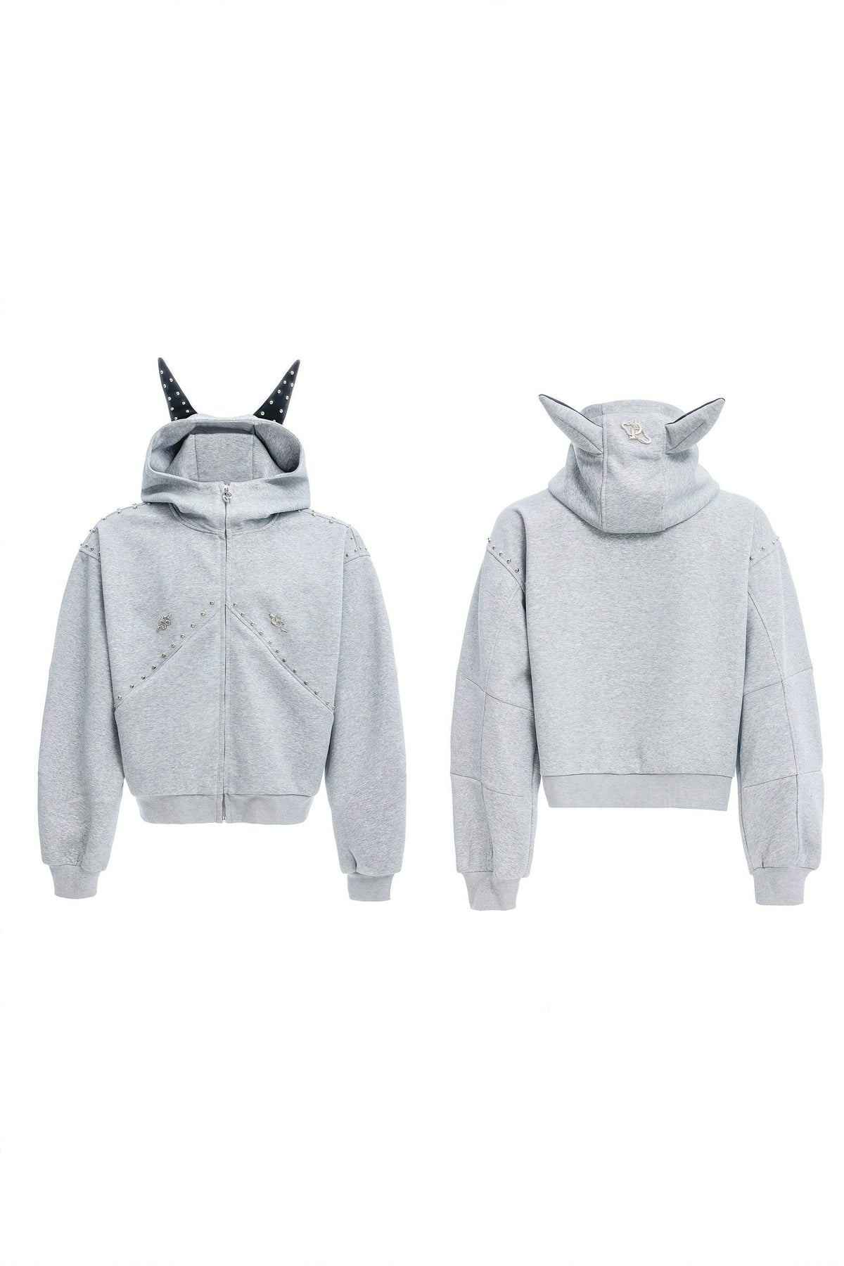 Doberman Dog Hooded Jacket with Rivet Accents