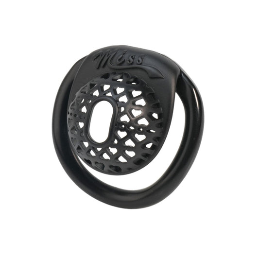 Miss  Heart Lattice Ring Lock – Cute Heart Openwork Chastity Ring (Pink / Black)