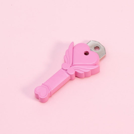 Angel Fairy Wand Key Holder – Pink Heart Wing Chastity Key Holder | Kawaii Magic Wand Key Case for FLR & Femdom