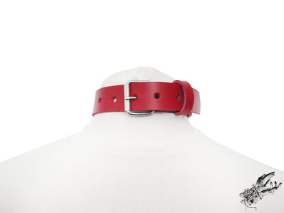 Red Leather D and O Ring Choker