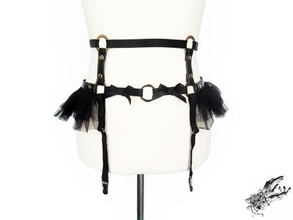 Black Vegan Leather O Ring Garter Belt