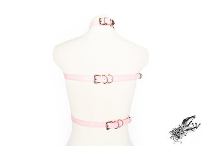 Pink Vegan Leather O Ring Harness