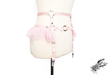 Pink Vegan Leather O Ring Garter Belt