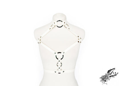 White Vegan Leather O Ring Harness