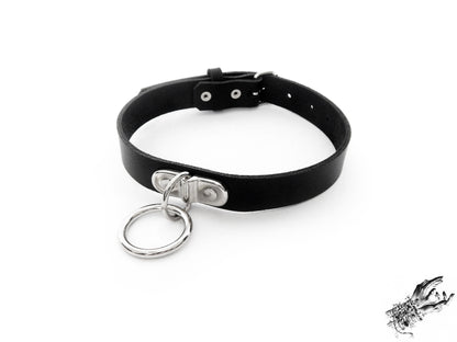 Black Leather D and O Ring Choker