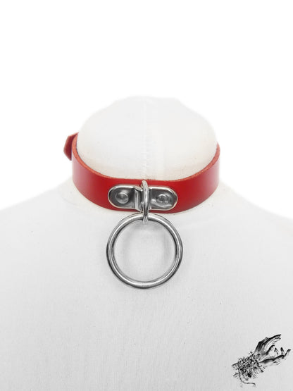 Red Leather D and O Ring Choker