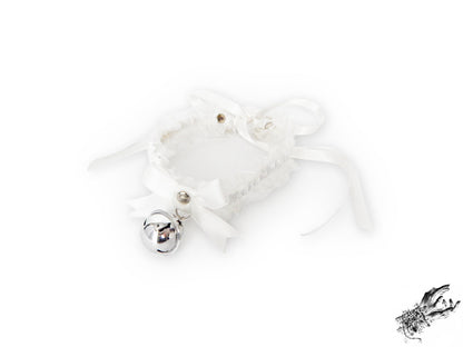 White Ruffled Bell 2-in-1 Choker/Garter - White Lace Collar