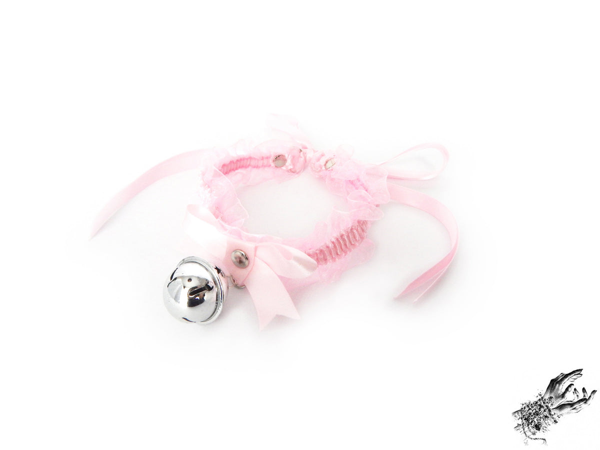 Pink Ruffled Bell 2-in-1 Choker/Garter - Pink Lace Collar