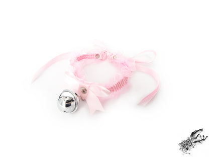 Pink Ruffled Bell 2-in-1 Choker/Garter - Pink Lace Collar