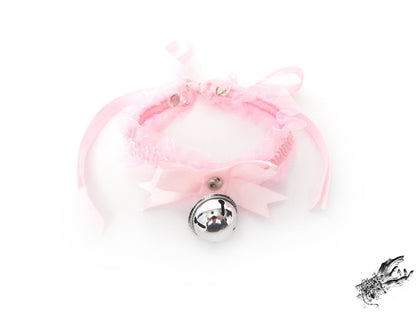 Pink Ruffled Bell 2-in-1 Choker/Garter - Pink Lace Collar