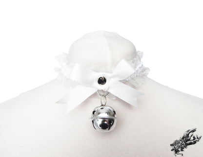 White Ruffled Bell 2-in-1 Choker/Garter - White Lace Collar
