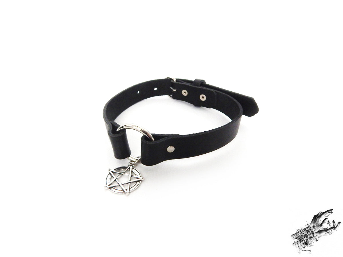 Black O Ring and Pentagram Choker