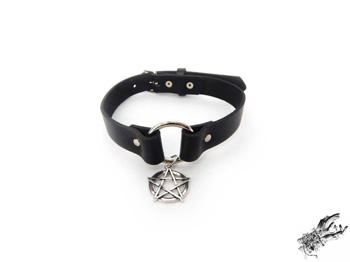 Black O Ring and Pentagram Choker