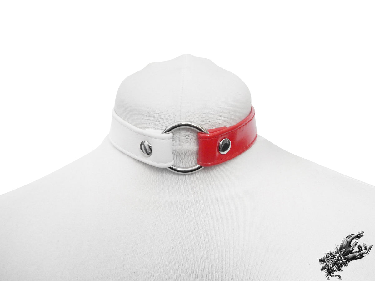 Half Red and Half White O Ring Choker