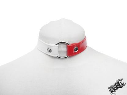 Half Red and Half White O Ring Choker