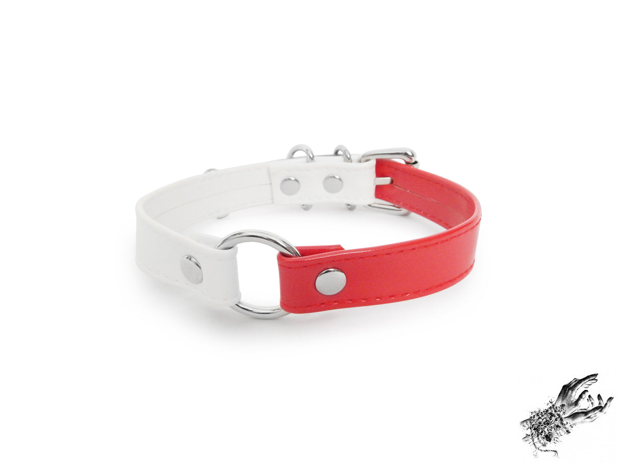 Half Red and Half White O Ring Choker