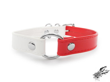 Half Red and Half White O Ring Choker